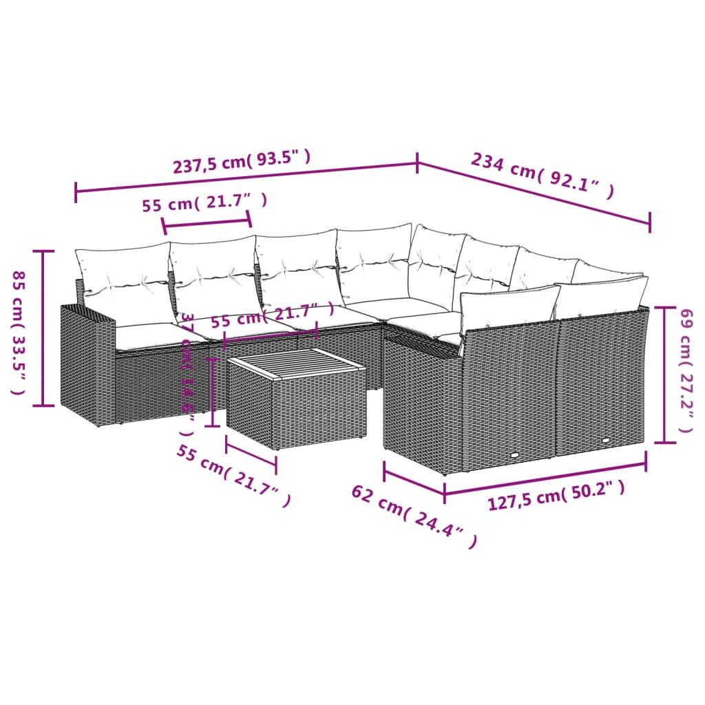 VidaXL Ensemble de canapés de jardin rotin synthétique  