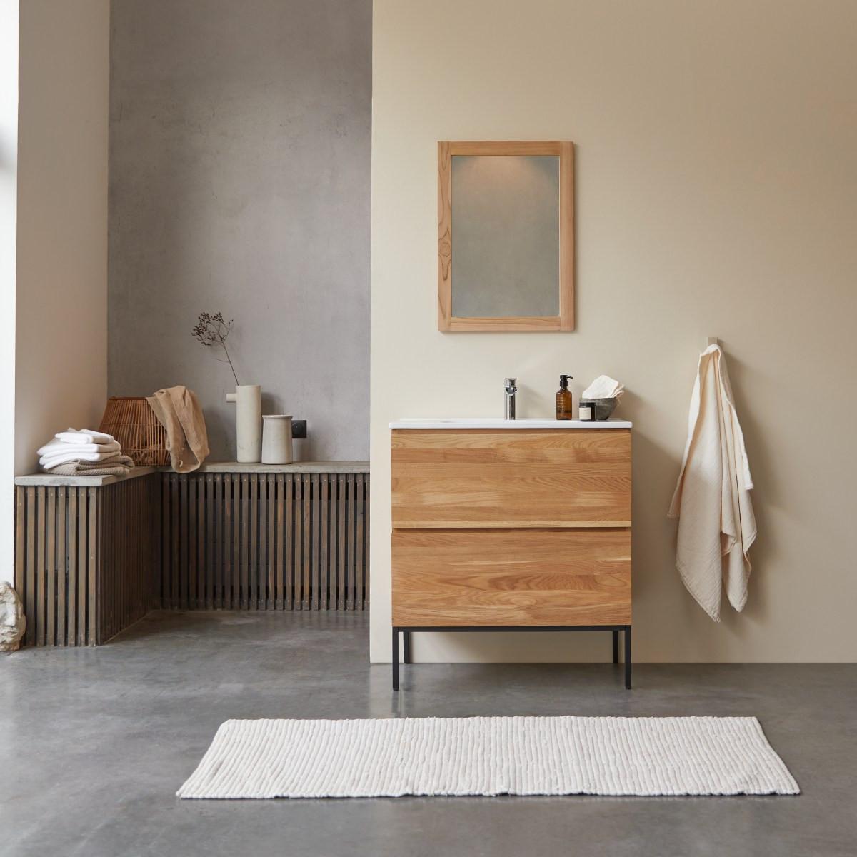Tikamoon Mobile per il bagno in legno di quercia massello e ceramica 80 cm Nova  