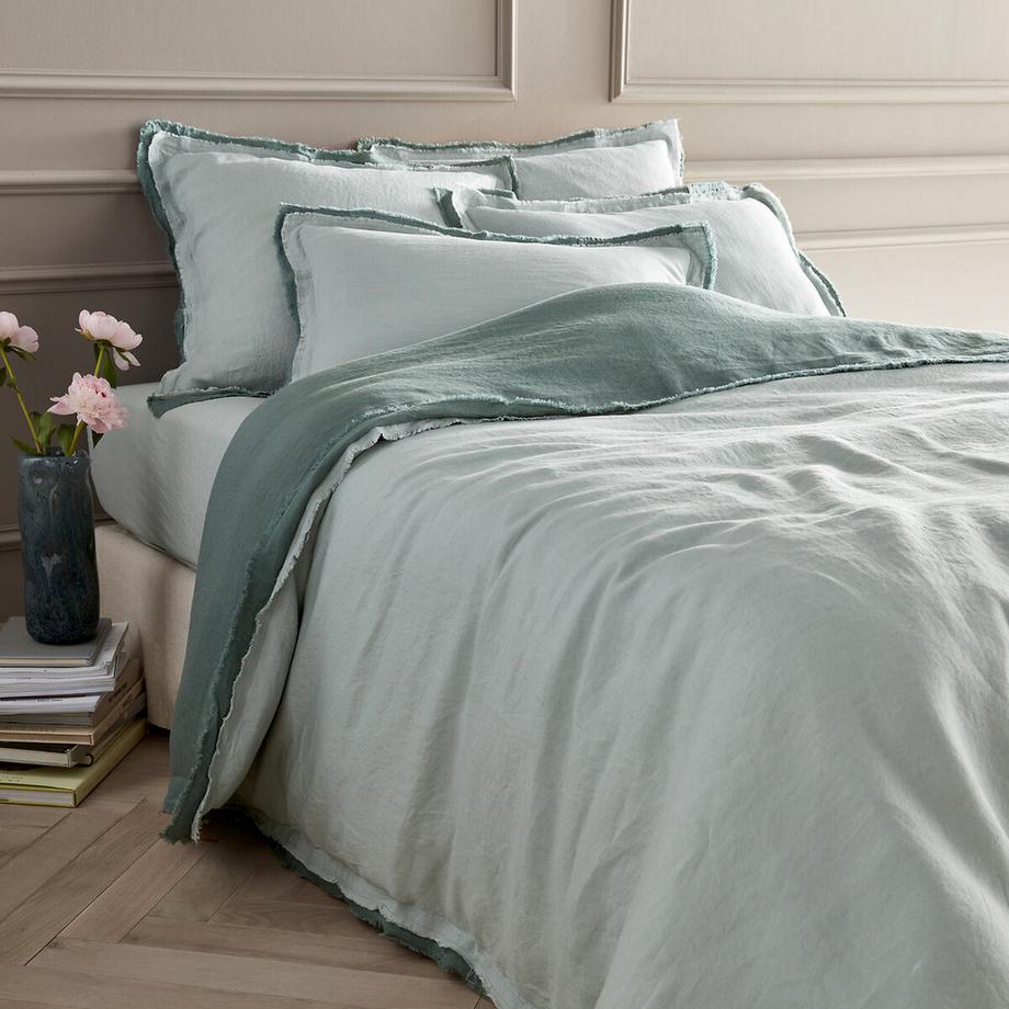 Bettdeckenbezug aus gewaschenem Leinen mit doppelten Fransen Alhanasia