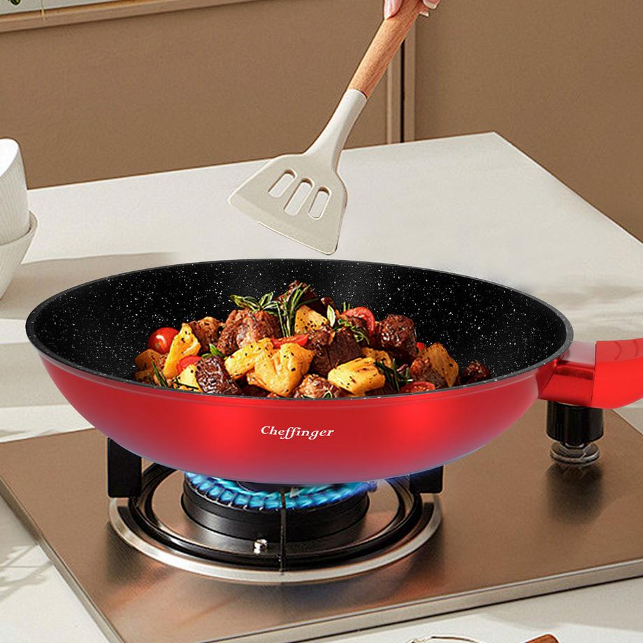 Cheffinger Lot de 3 Poêles Effet Marbre et Antiadhésif  