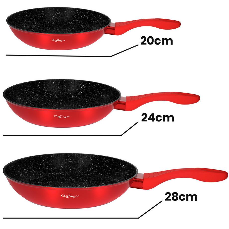 Cheffinger Lot de 3 Poêles Effet Marbre et Antiadhésif  