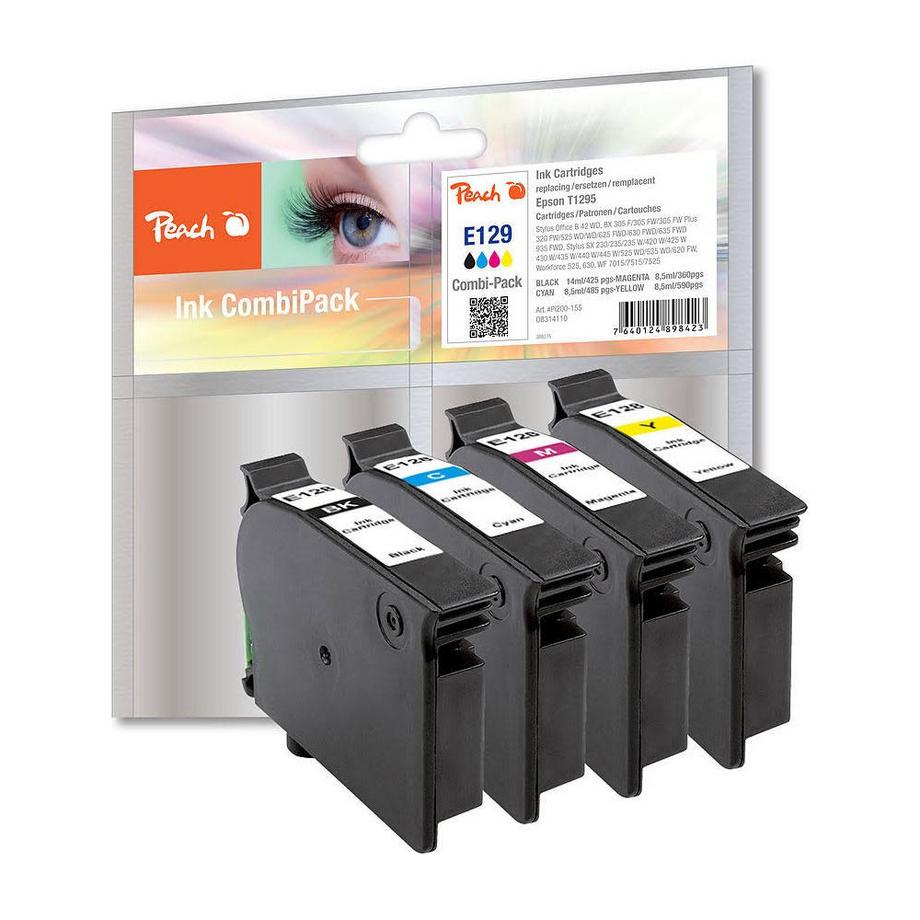 Peach  314110 CARTUCCIA D'INCHIOSTRO 4 PZ NERO, CIANO, MAGENTA, GIALLO 