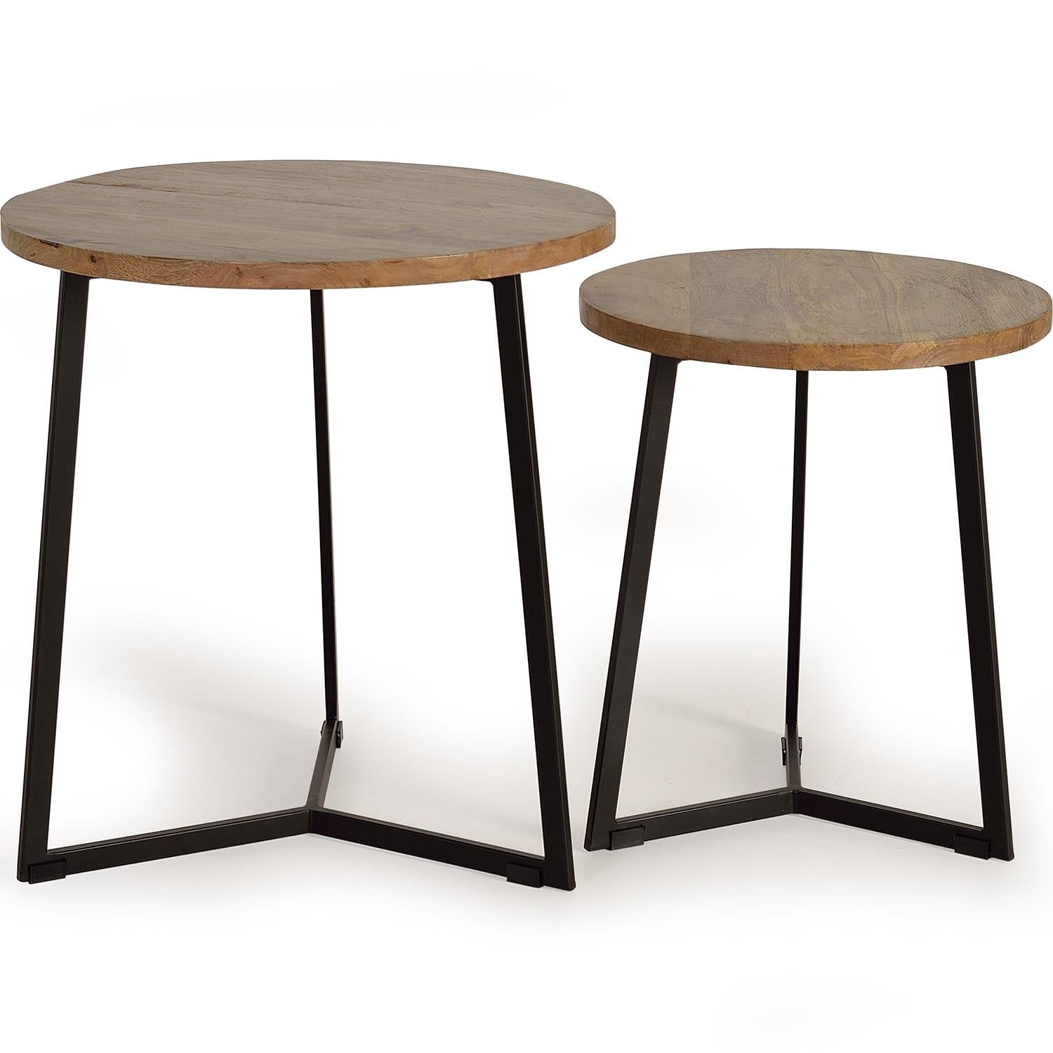 mutoni Table basse en manguier naturel 56 (lot de 2)  