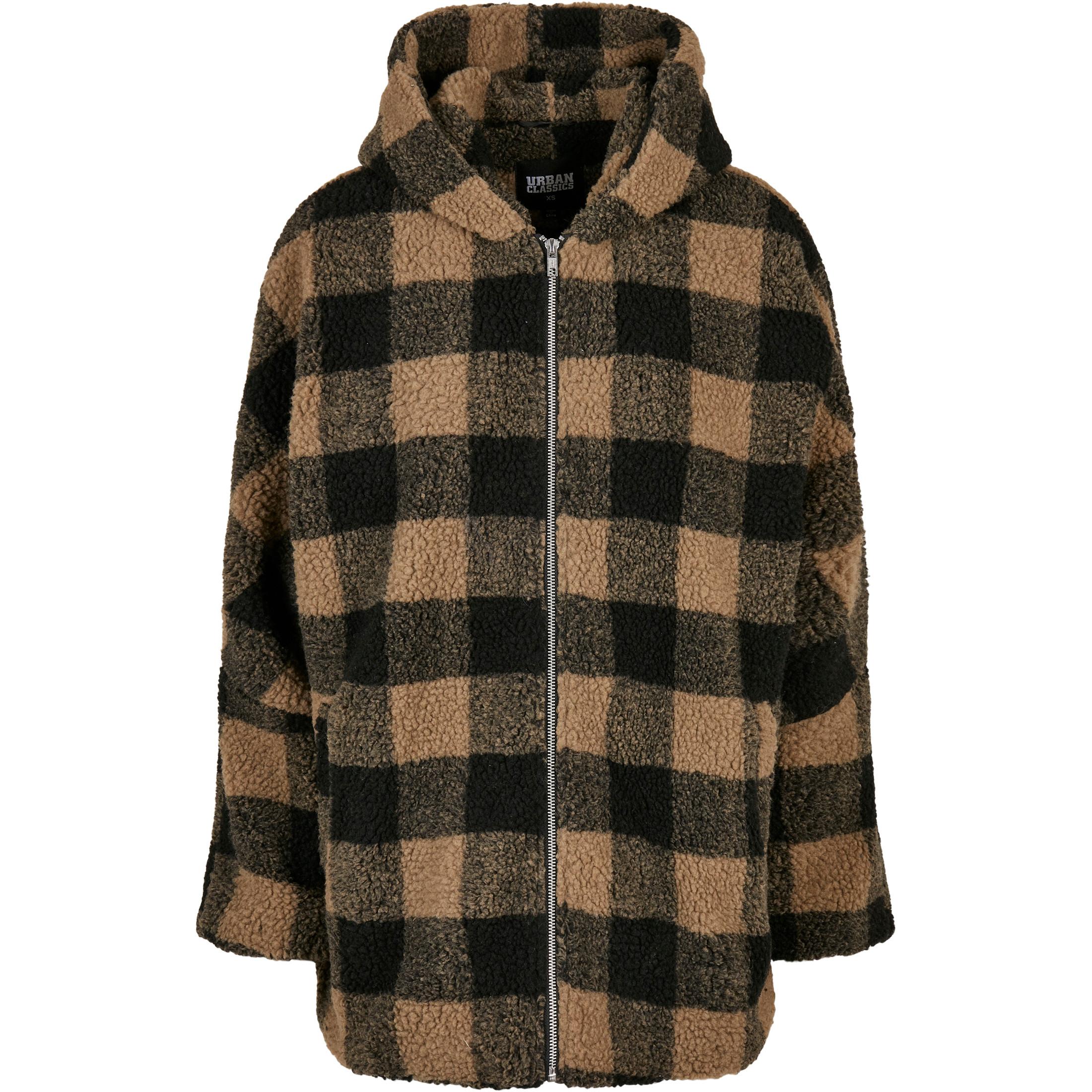 Image of Fleece Frau Große Größen Hooded Oversized Check Sherpa Unisex XXL