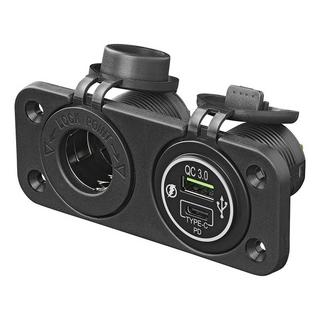 Pricenet  Einbausatz: 12V-Steckdose + USB-Schnellladegerät Typ A + C 2-fach 3A 