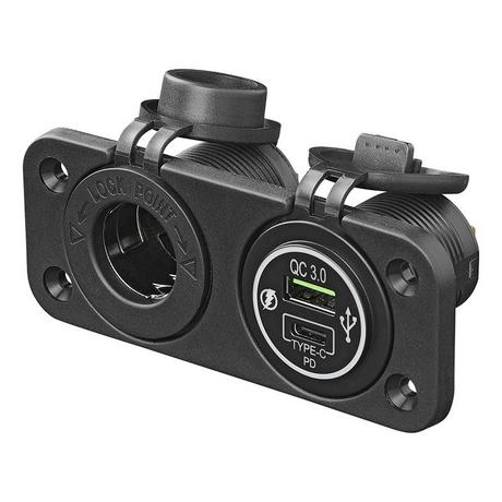 Pricenet  Einbausatz: 12V-Steckdose + USB-Schnellladegerät Typ A + C 2-fach 3A 