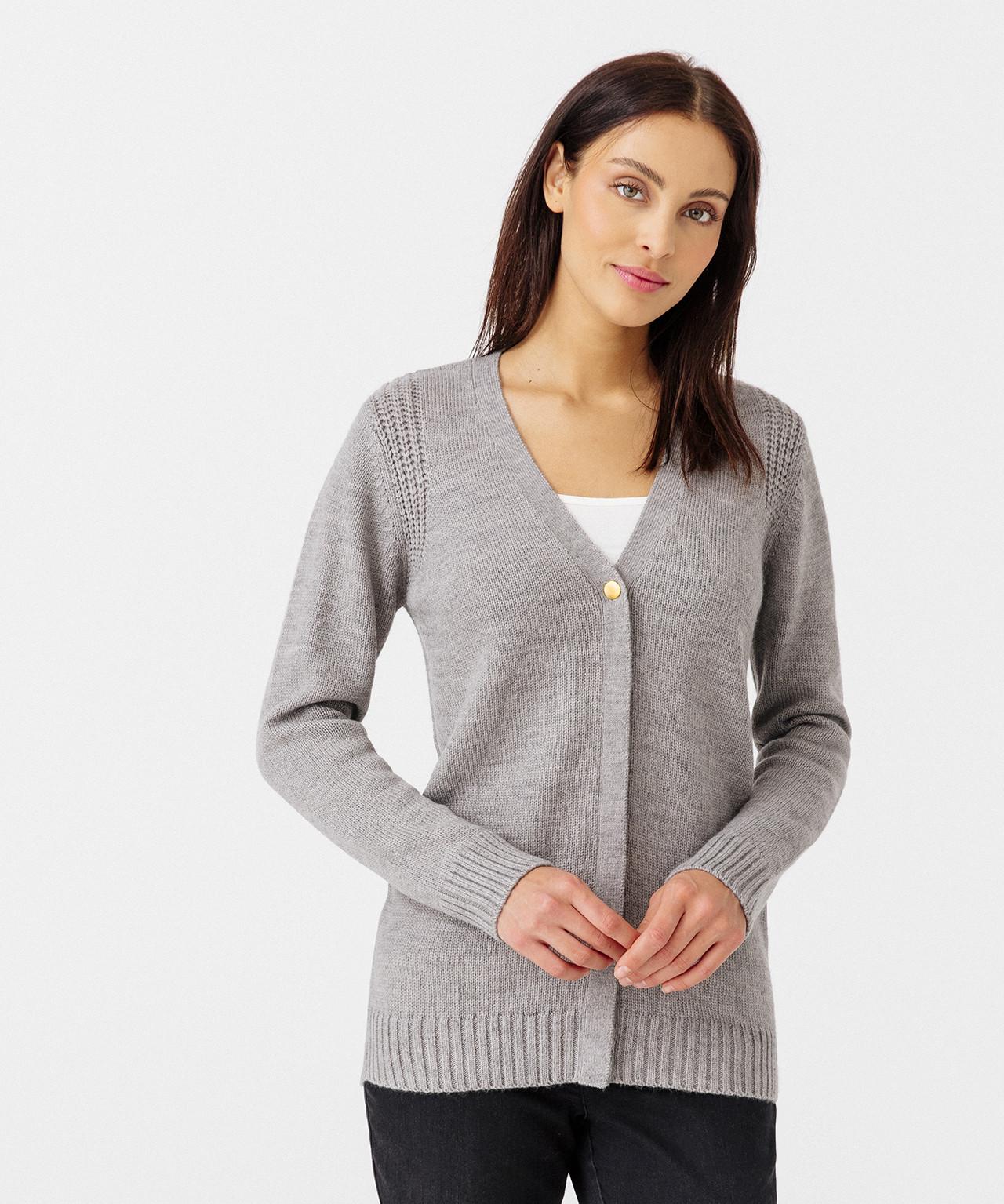 Image of Geknöpfte Strickjacke Aus Jersey Mit Warmem Wollanteil. Damen Grau 42/44