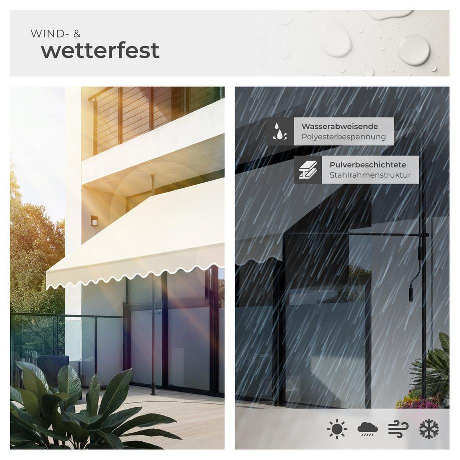 Tectake Klemmmarkise  mit Handkurbel UV-beständig  