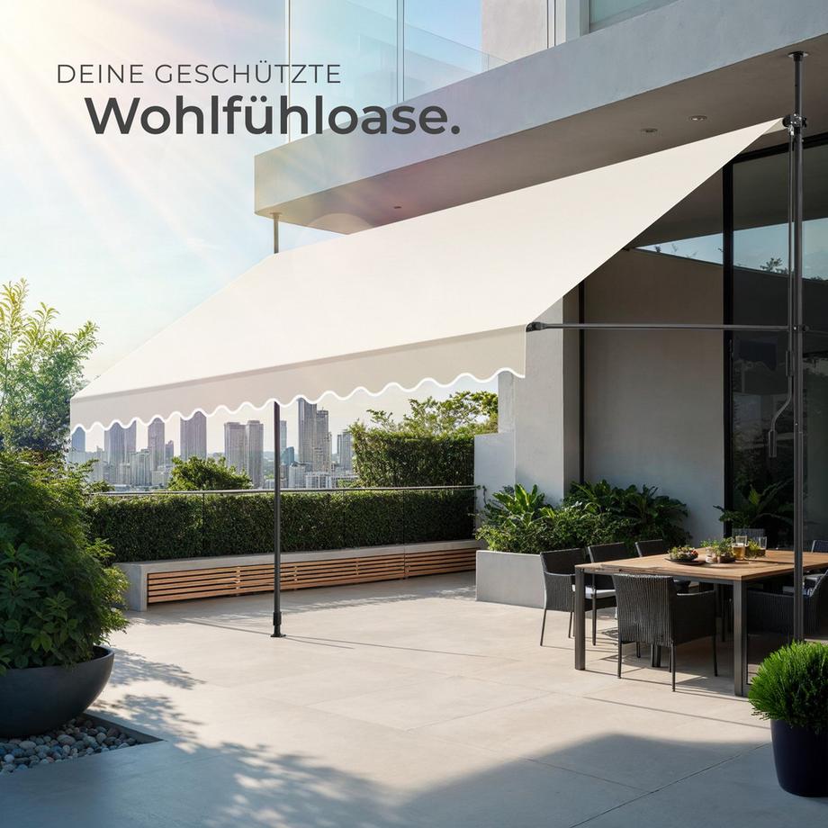 Tectake Klemmmarkise  mit Handkurbel UV-beständig  