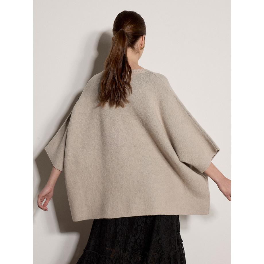 APRICOT Oversize Cape Pullover mit abstraktem Blumenmuster  