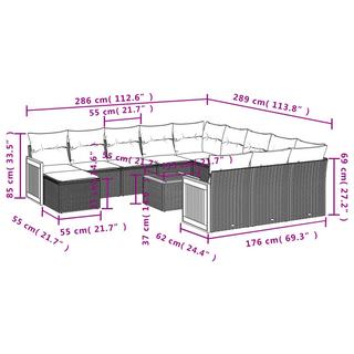 VidaXL Ensemble de canapés de jardin rotin synthétique  