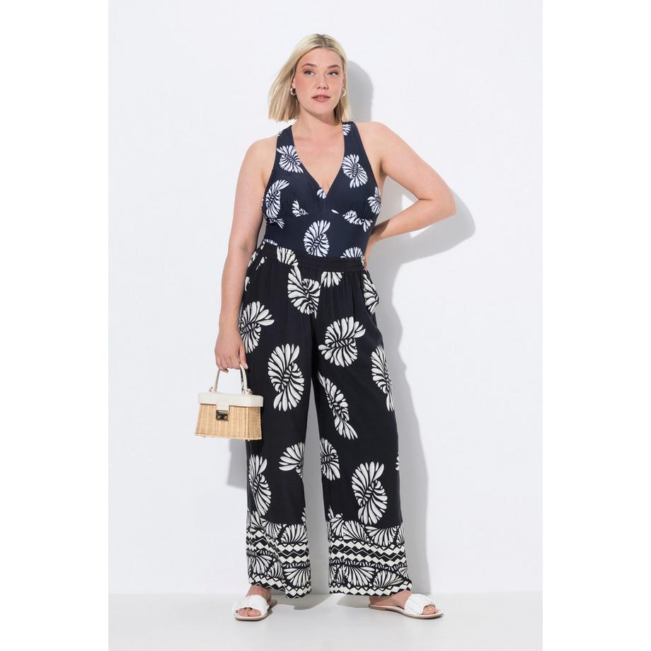 Ulla Popken Pantaloni palazzo stampati Gamba larga Vita elasticizzata  