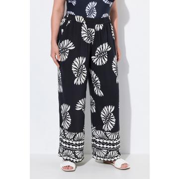 Pantalon palazzo imprimé. Jambe large, taille élastique