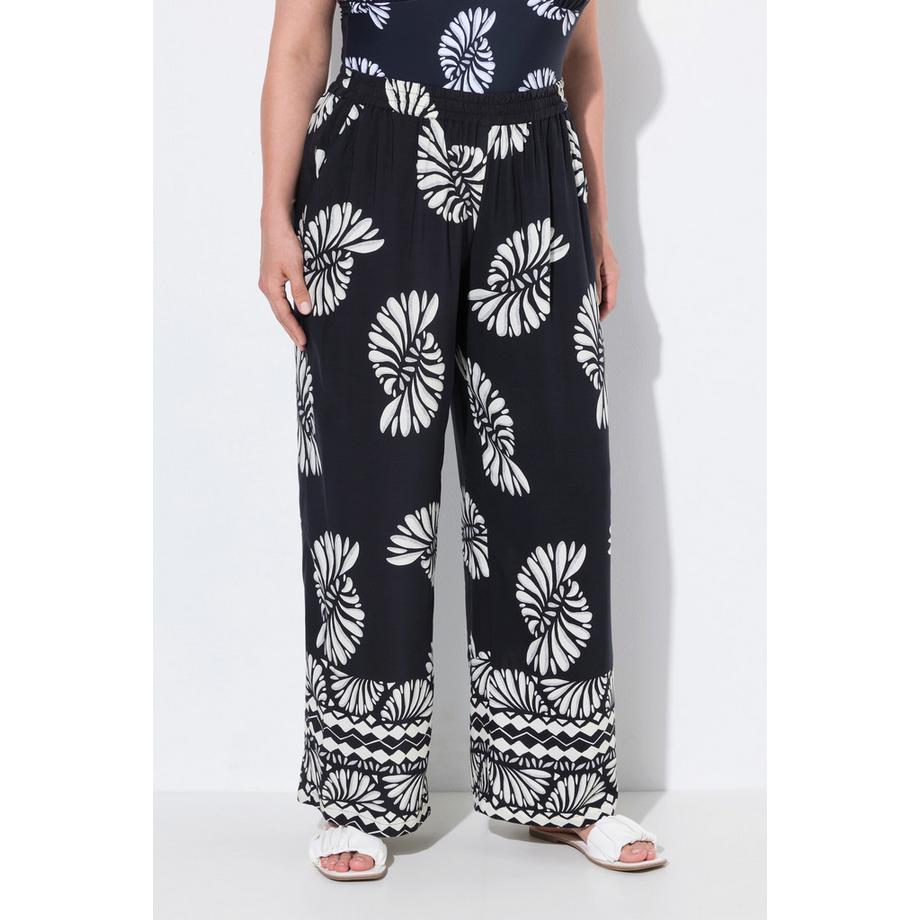 Ulla Popken Pantaloni palazzo stampati Gamba larga Vita elasticizzata  
