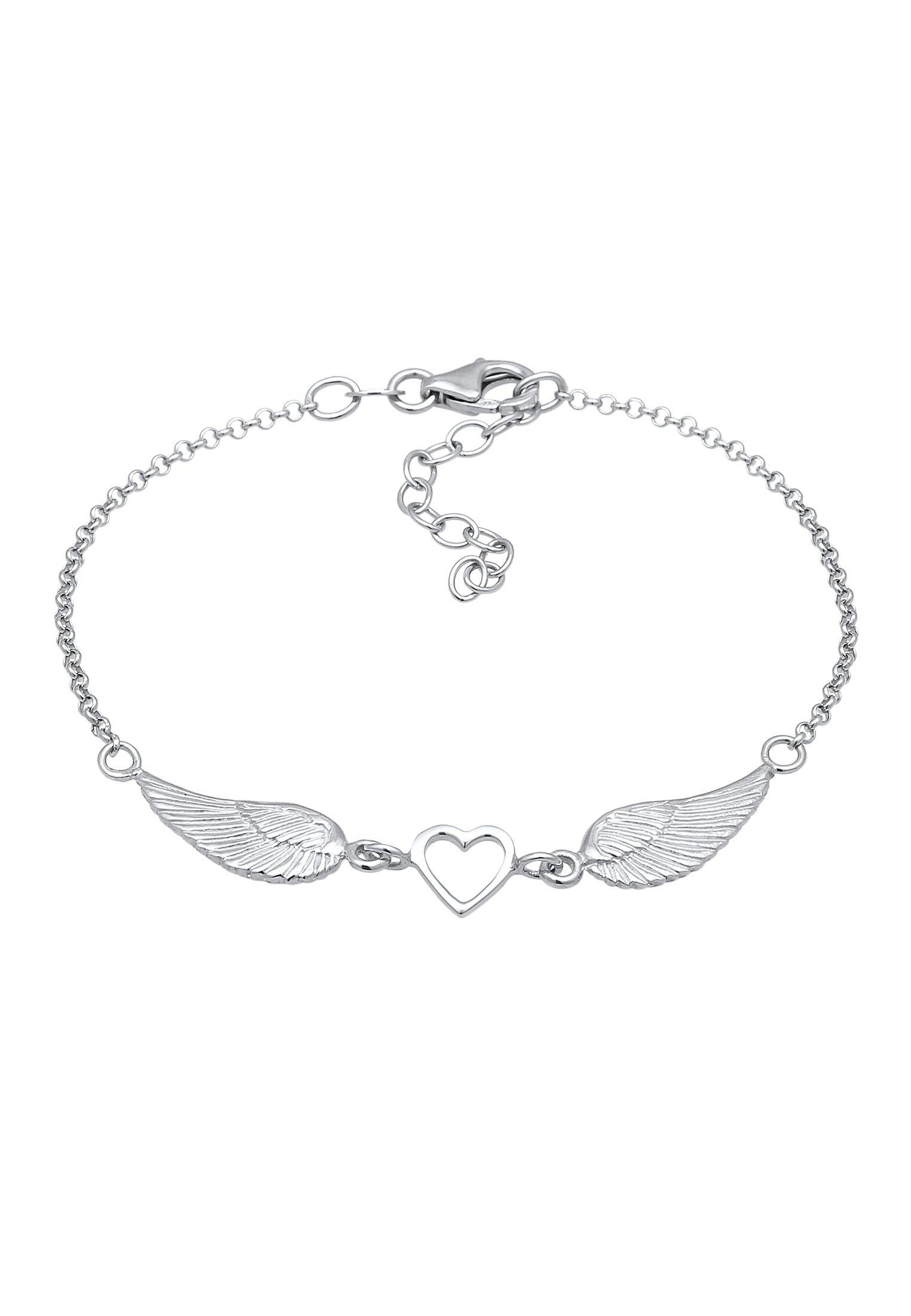 Image of Armband Herz Flügel Damen Silber 16cm