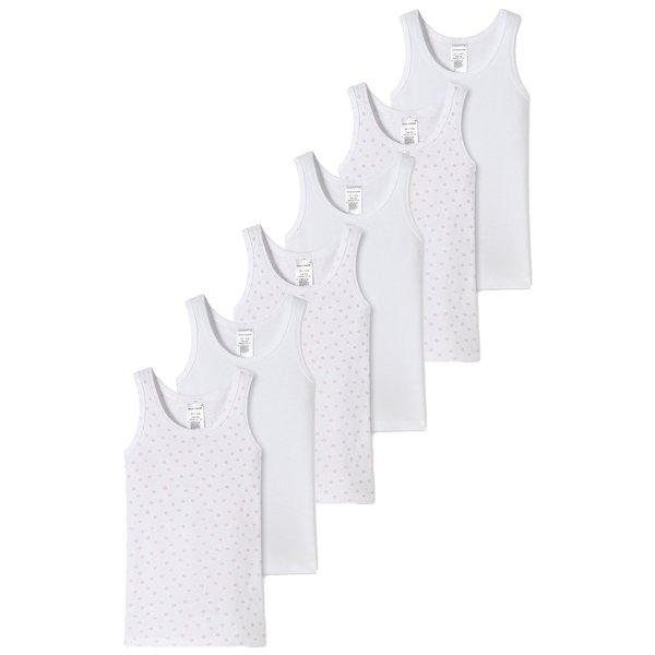 Image of 6er Pack Kids Girls Feinripp Organic Cotton - Unterhemd Mädchen Weiss 98