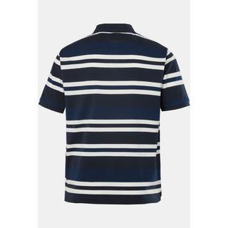 JP1880  Polo à manches courtes, en maille piquée à rayures bleu marine 