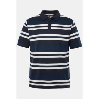 JP1880  Maglia polo in piqué a righe con mezze maniche blu scuro 