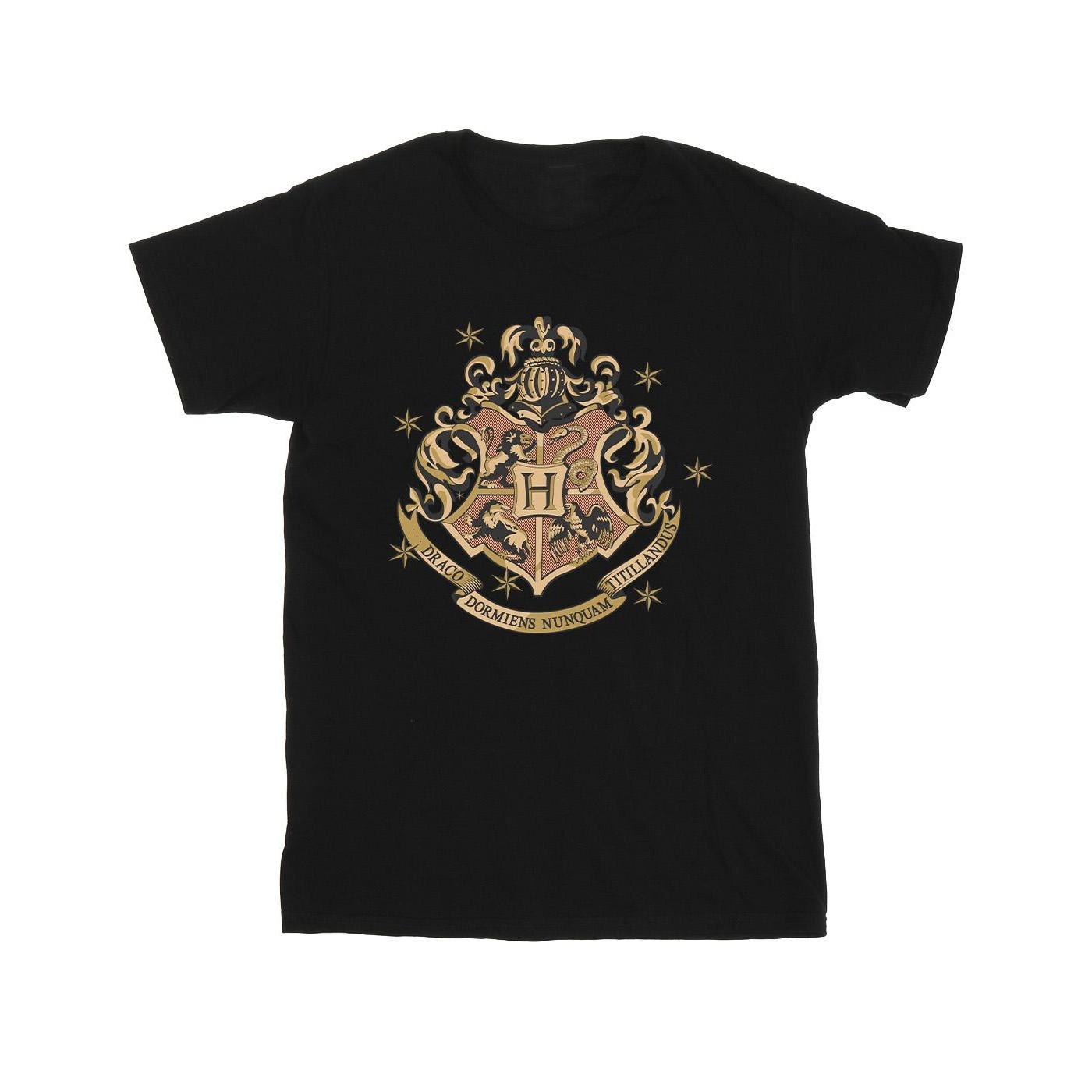Image of Gold Hogwart Crest Tshirt Herren Schwarz 3XL