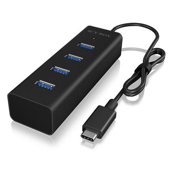 ICY BOX IB-HUB1409-C3 USB 3.2 Gen 1 (3.1 Gen 1) Type-C 5000 Mbit/s Schwarz