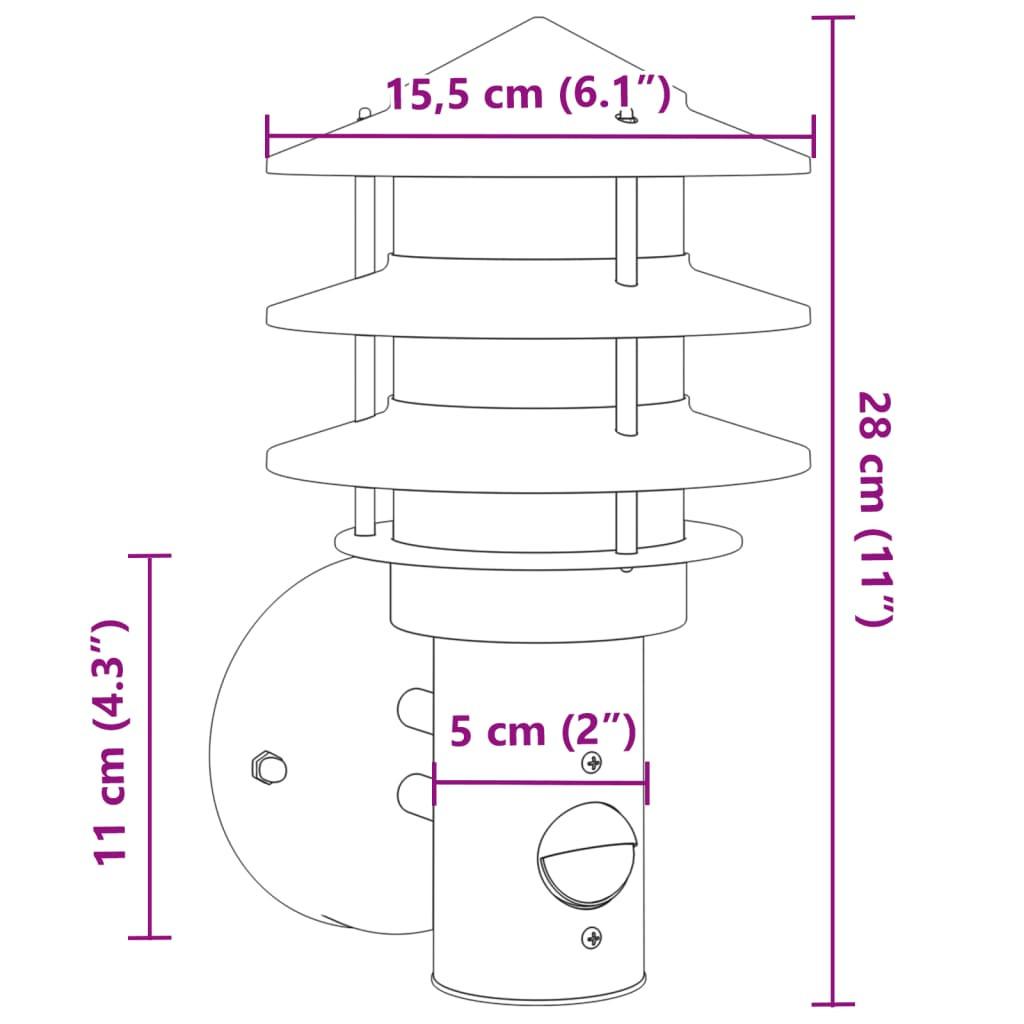 VidaXL Applique murale d'extérieur acier inoxydable  