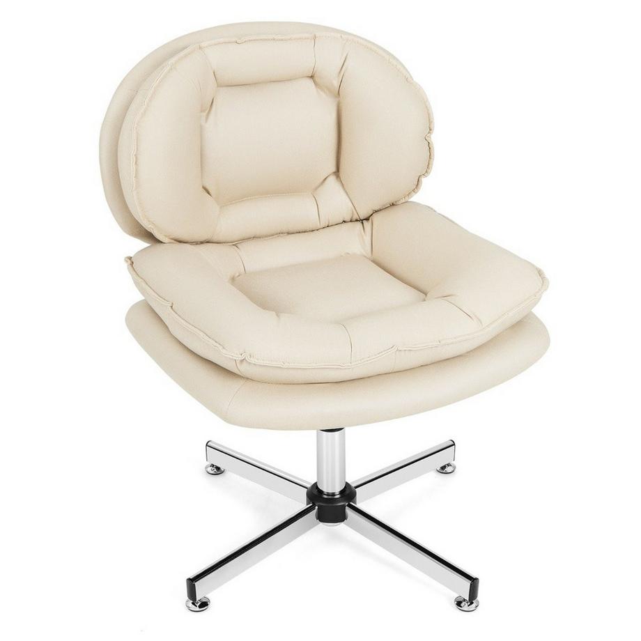 Northix Bürostuhl ohne Armlehnen Schreibtischstuhl mit Doppelgepolsterter Rücken- & Sitzkissen Beige  