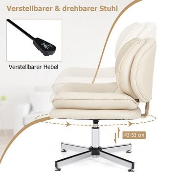 Bürostuhl ohne Armlehnen Schreibtischstuhl mit Doppelgepolsterter Rücken- & Sitzkissen Beige