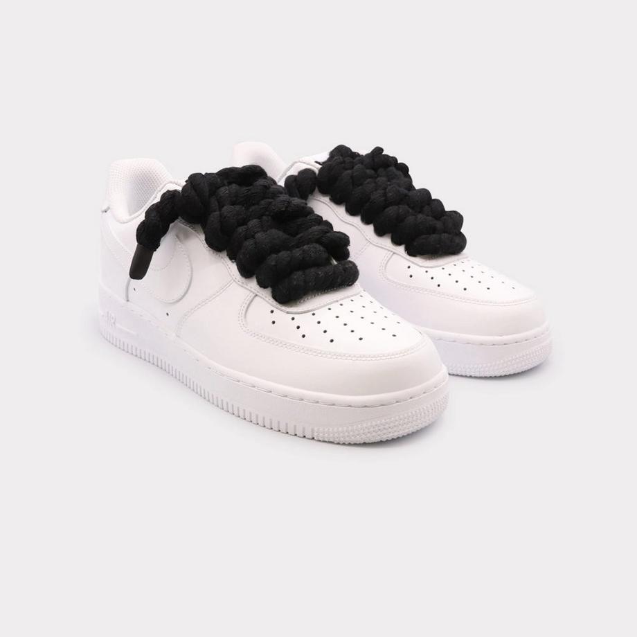 NIKE Air Force 1 White Rope Lace Black Sneakers  