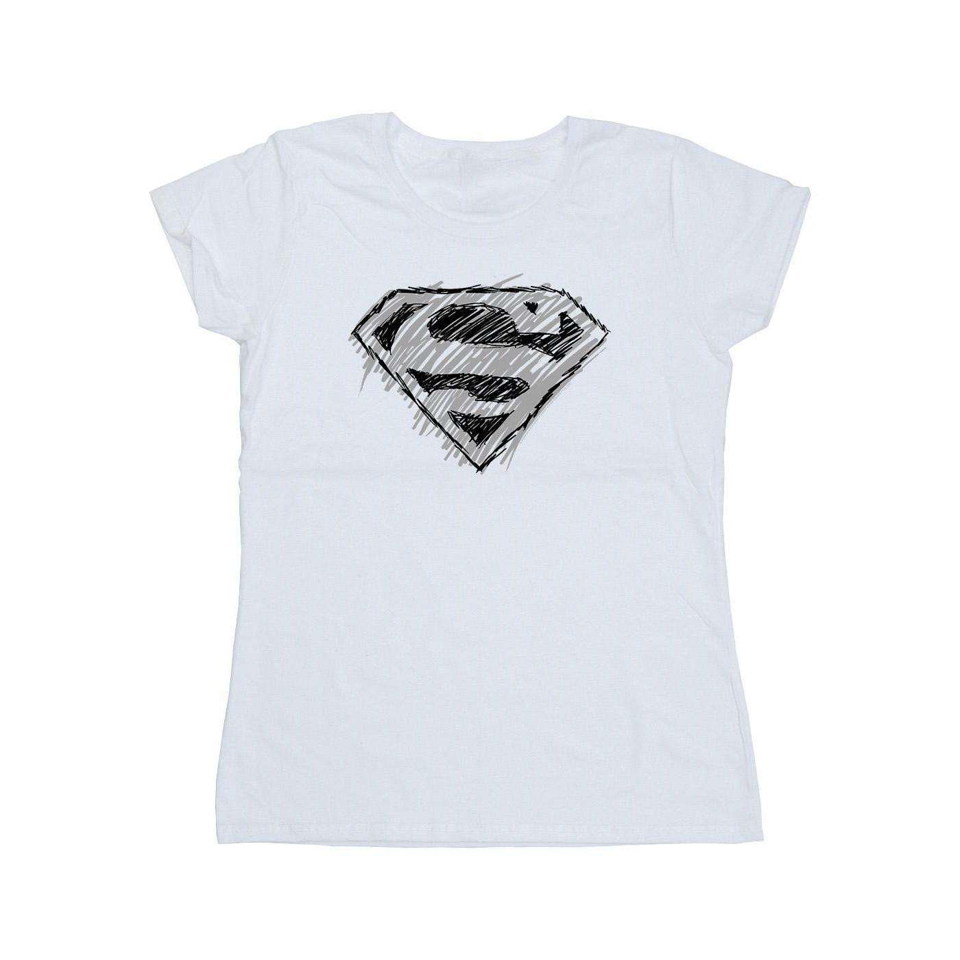 Image of Superman Logo Sketch Tshirt Damen Weiss S