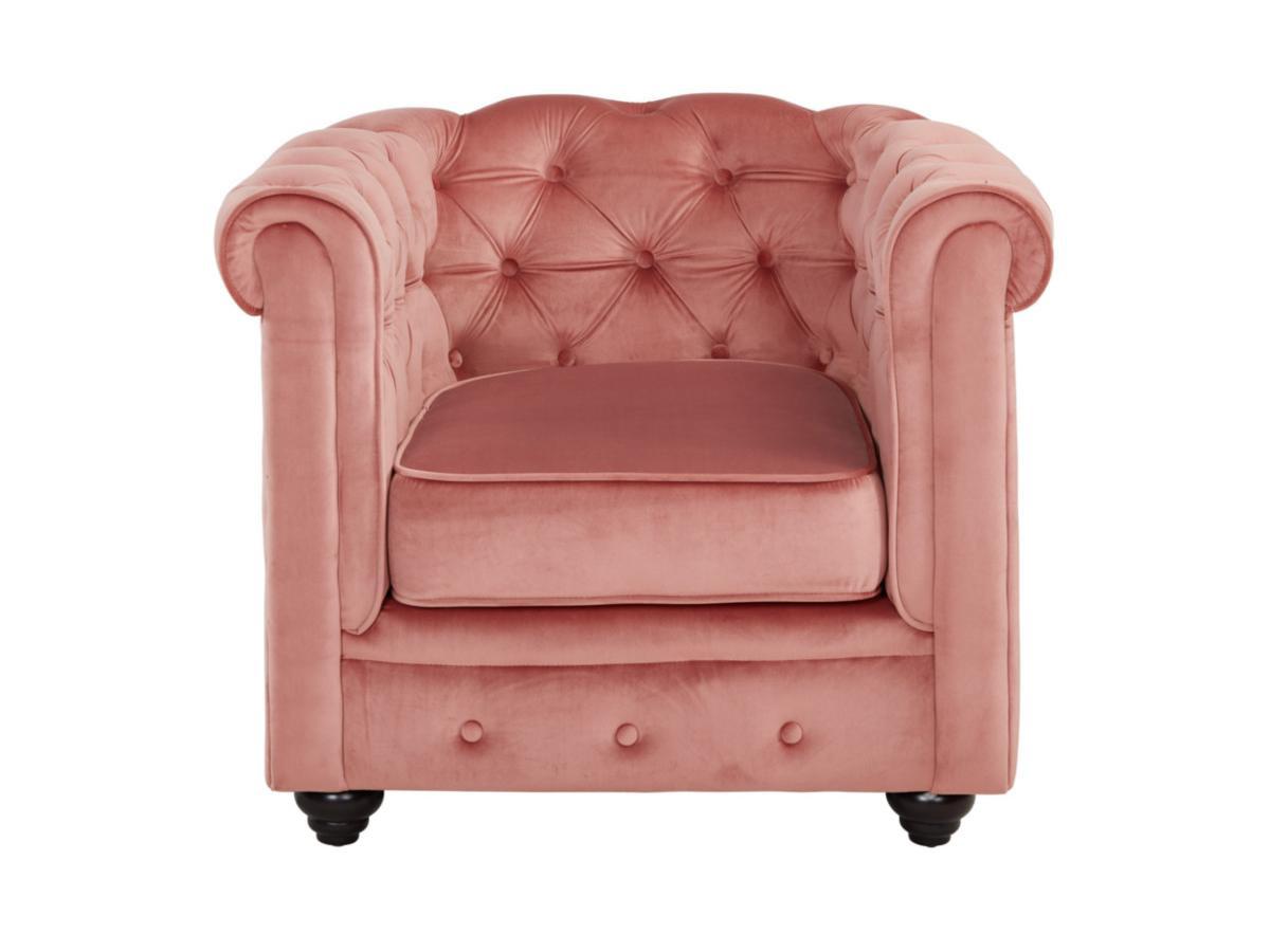 Vente-unique Sessel CHESTERFIELD Samt Rosa  