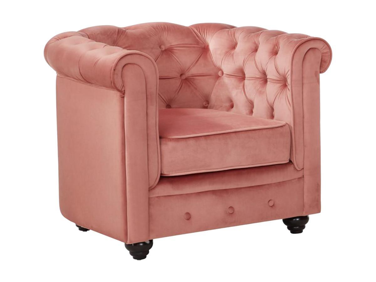 Vente-unique Sessel CHESTERFIELD Samt Rosa  