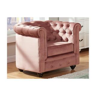 Vente-unique Sessel CHESTERFIELD Samt Rosa  