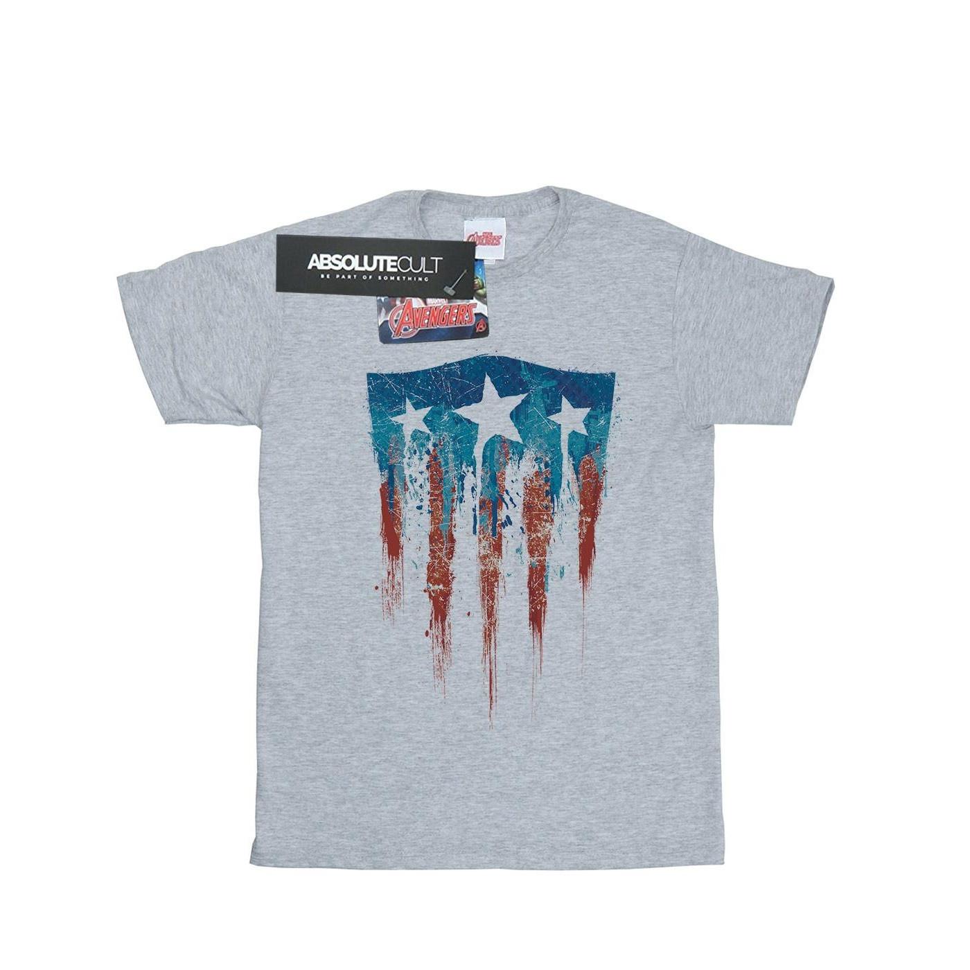 Image of Captain America Flag Shield Tshirt Herren Grau M
