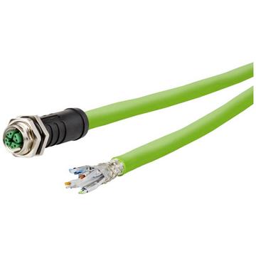 M12 Industrial Ethernet Leitung, X-kodiert, 10.0 m, M12 Buchse gerade - freies Leitungsende, Torsion