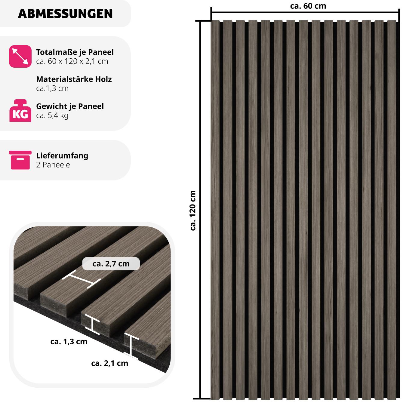 Tectake Set di 2 pannelli acustici Sonic Wall effetto legno  