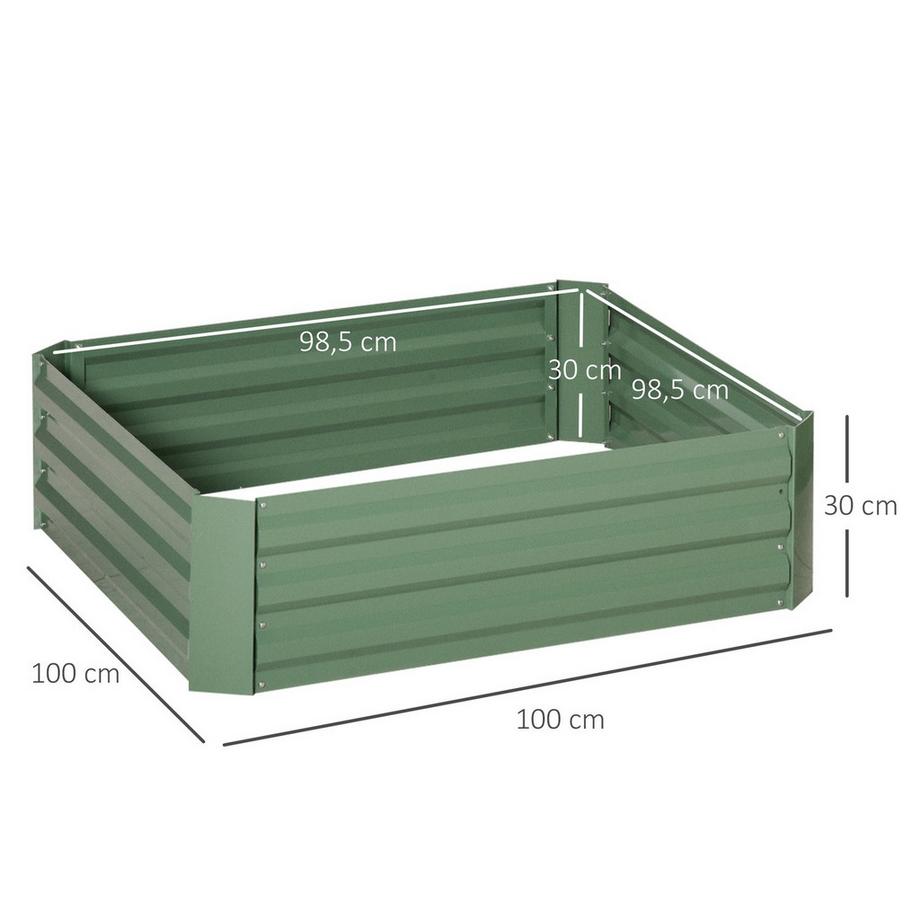 Northio Aiuola Da Giardino E Fioriera In Acciaio Zincato Verde, 100X100X30 Cm  