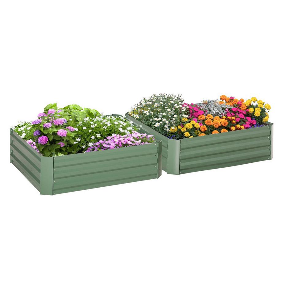 Aiuola Da Giardino E Fioriera In Acciaio Zincato Verde, 100X100X30 Cm