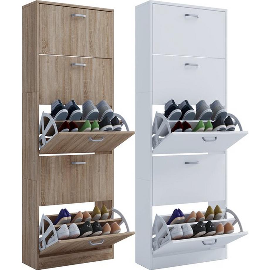 VCM Holz Regal Kipper Schuhregal Schuhschrank Schuhkipper 5 Klappen Sipos XL  