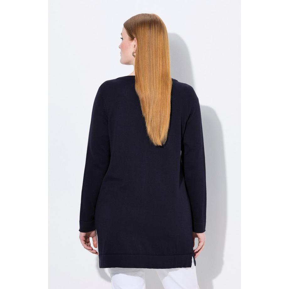 Ulla Popken Cardigan Long Encolure V Manches Longues Coton Pima  