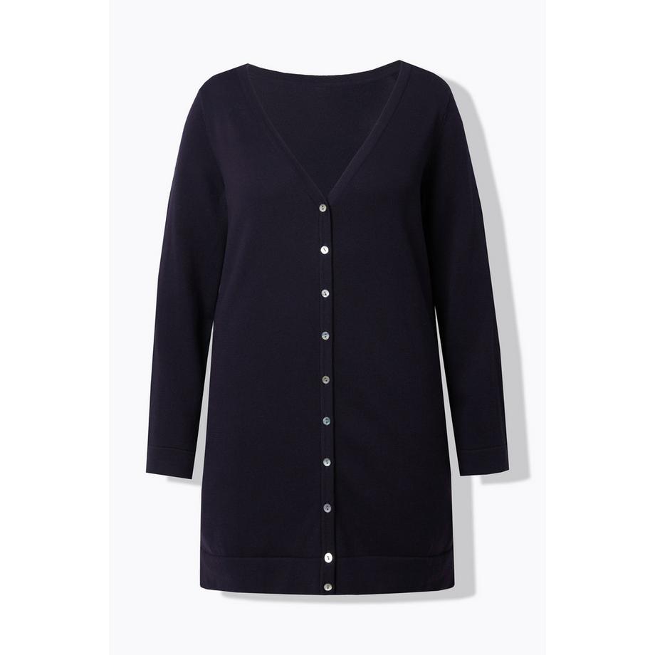 Ulla Popken Cardigan Long Encolure V Manches Longues Coton Pima  