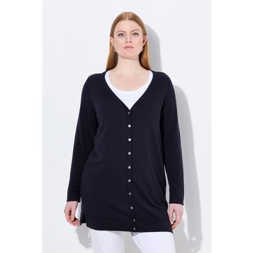 Cardigan lungo in cotone Pima con scollo a V e maniche lunghe