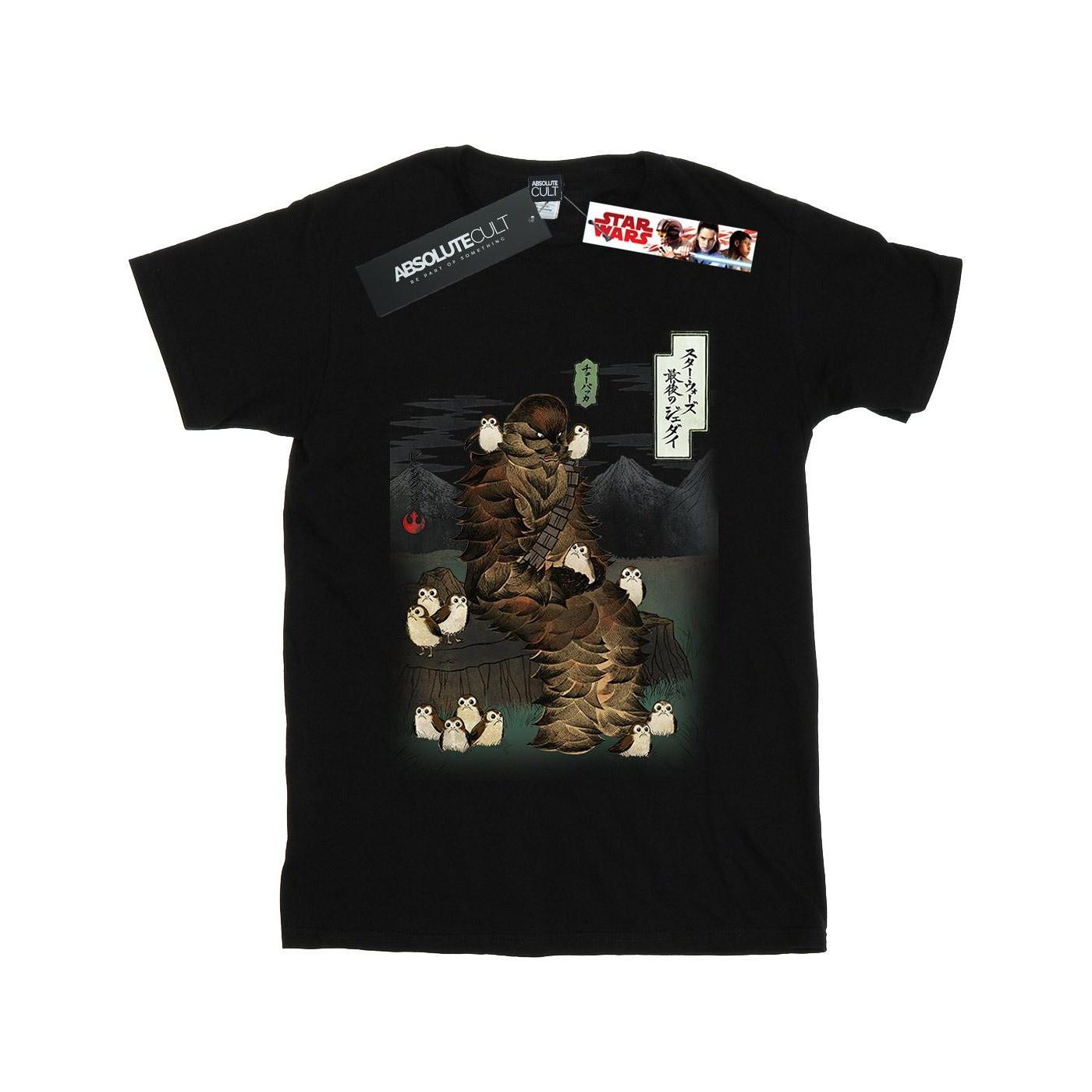 Image of The Last Jedi Japanese Chewbacca Porgs Tshirt Damen Schwarz S