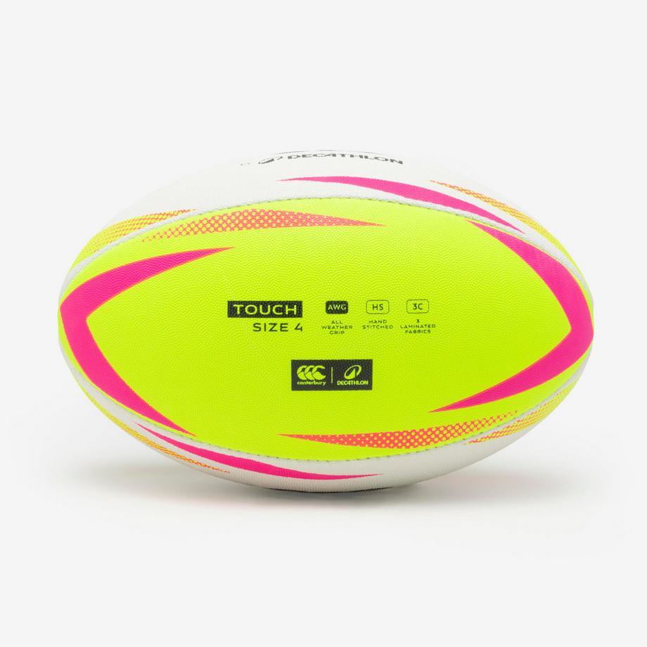 DECATHLON  Ballon de Touch Rugby, Decathlon | Canterbury Jaune et Rose fluo 