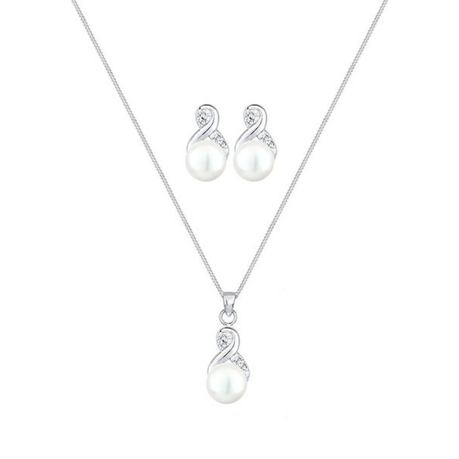 Elli  Ensemble de Bijoux Infinity Perles D'eau Douce Cristaux 