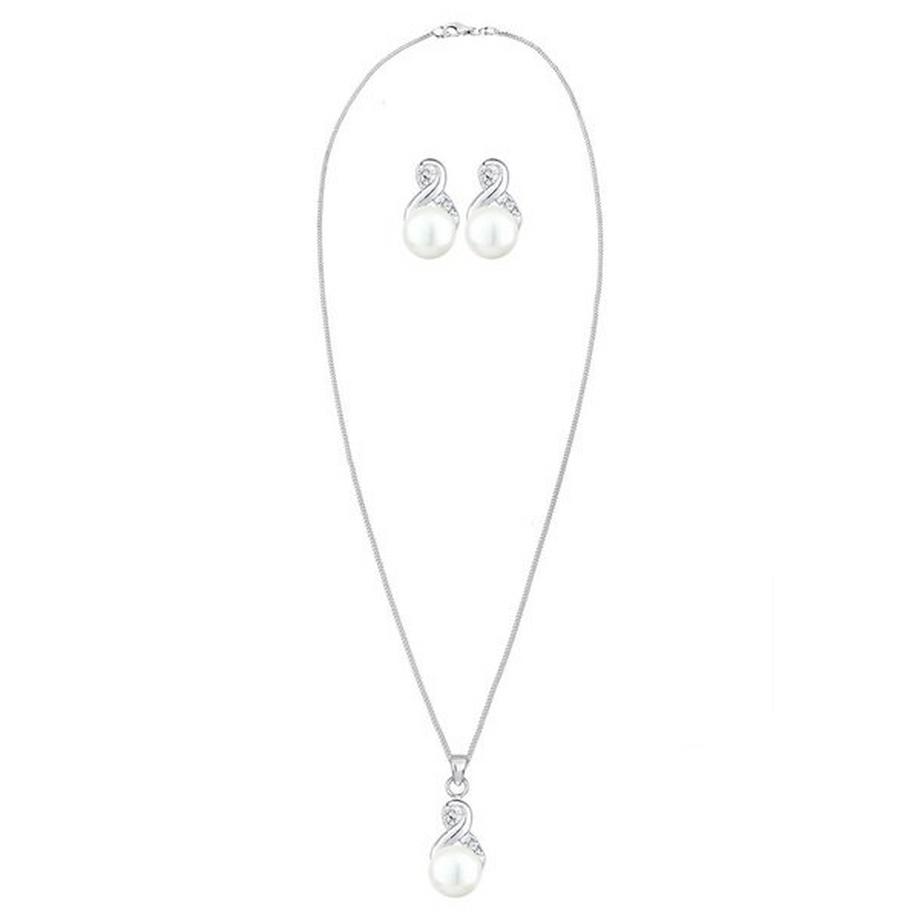 Elli  Ensemble de Bijoux Infinity Perles D'eau Douce Cristaux 