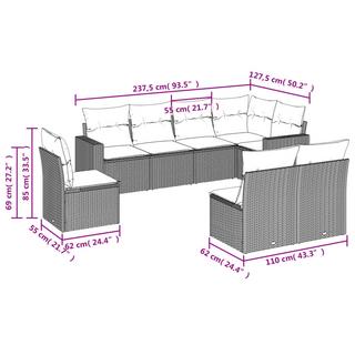 VidaXL Ensemble de canapés de jardin rotin synthétique  