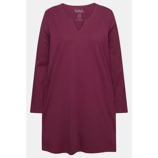 Ulla Popken  T-shirt long, col tunisien et manches longues, coupe évasée 