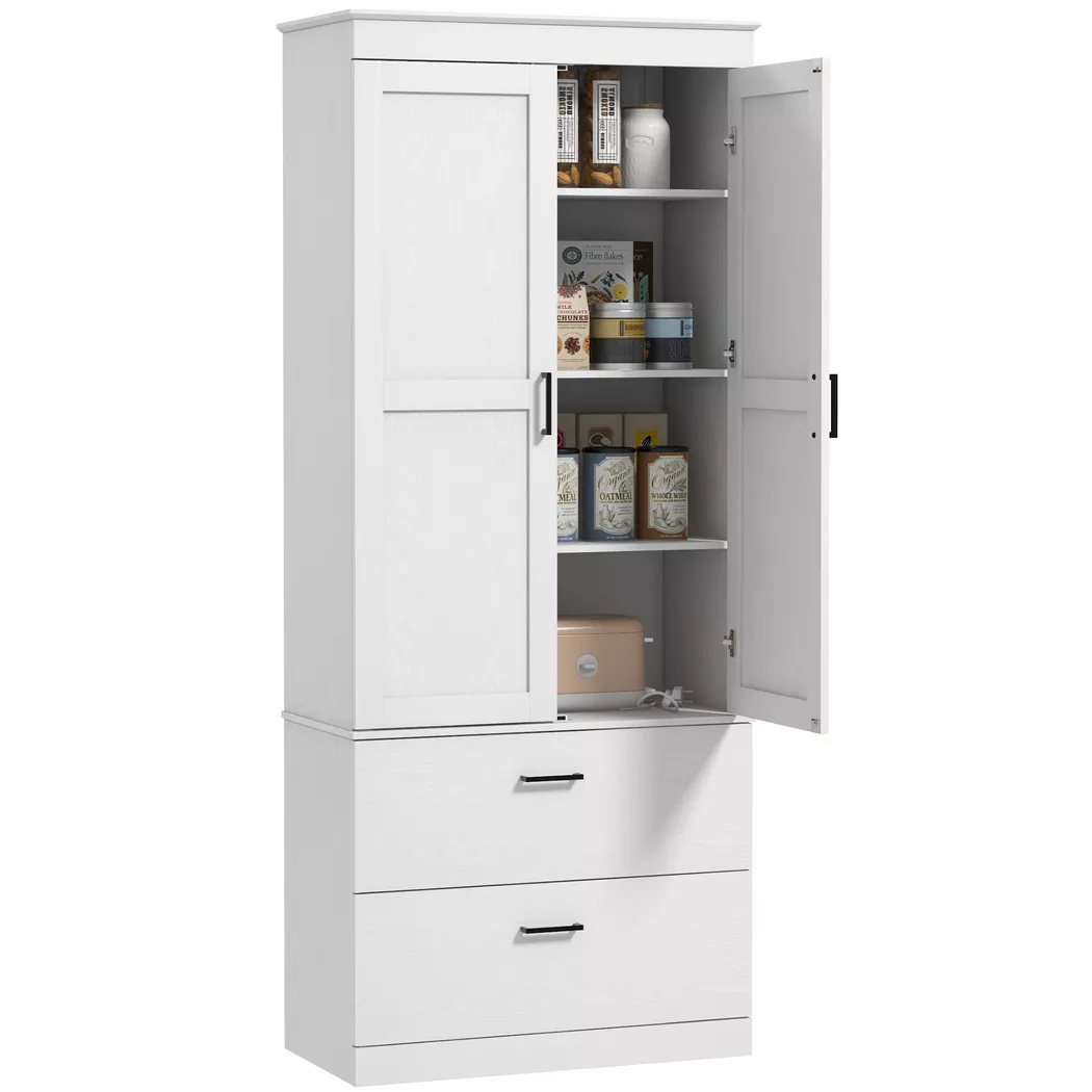 HOMCOM - Küchenschrank, One Size, Weiss