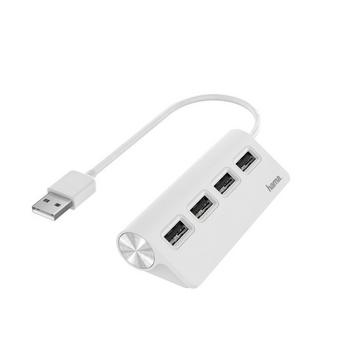 HAMA Hub USB-A 2.0 4x Ports 480 Mbit/s Weiß