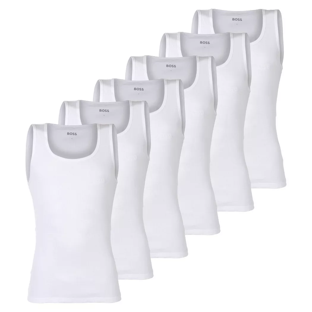 BOSS - Unterhemd  6er Pack Bequem sitzend-TankTop6P RibClassic, für Herren, Weiss, Größe S